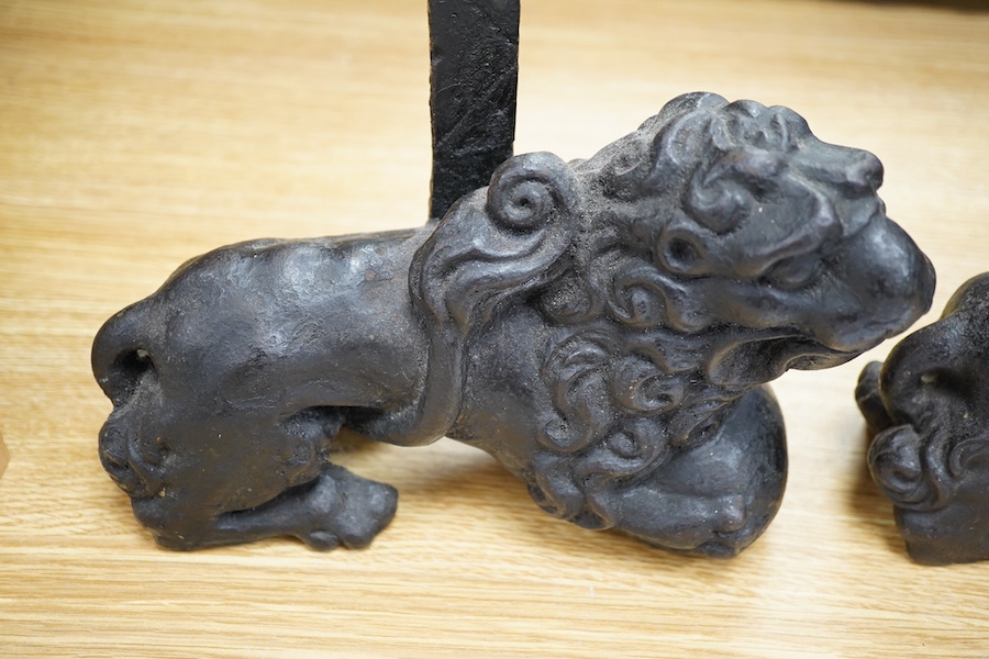 Two cast iron ‘Lion’ door porters, late 19th century, 36.5cm high. Condition - good